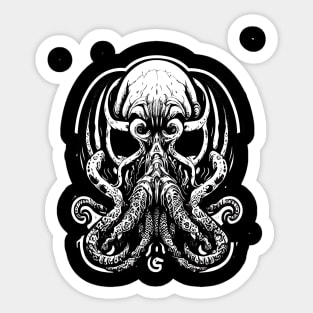 Black and White Cthulhu Art Sticker